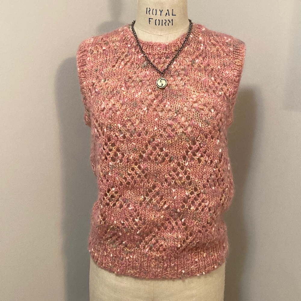 Handmade wool knit crochet sweater vest size S/M